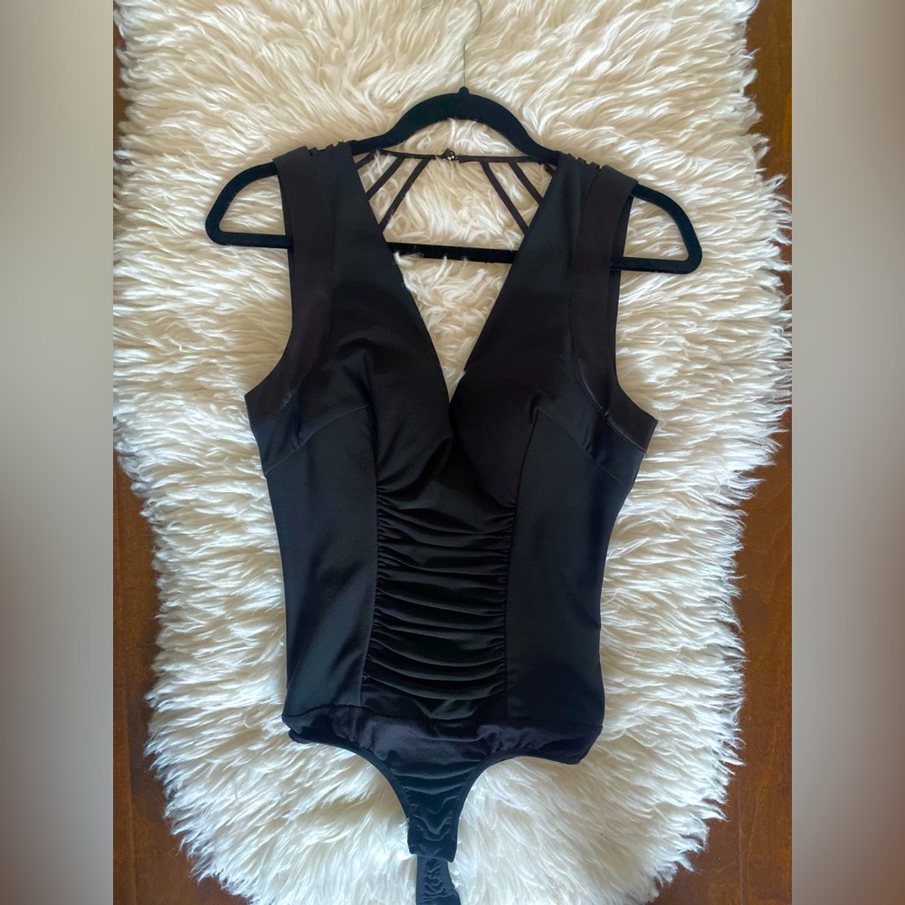 Black Vneck Sleeveless Bodysuit